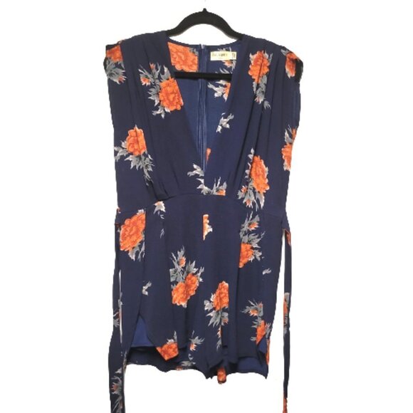 Floral Mini Romper Dress Sleeveless V Neckline - Picture 8 of 16